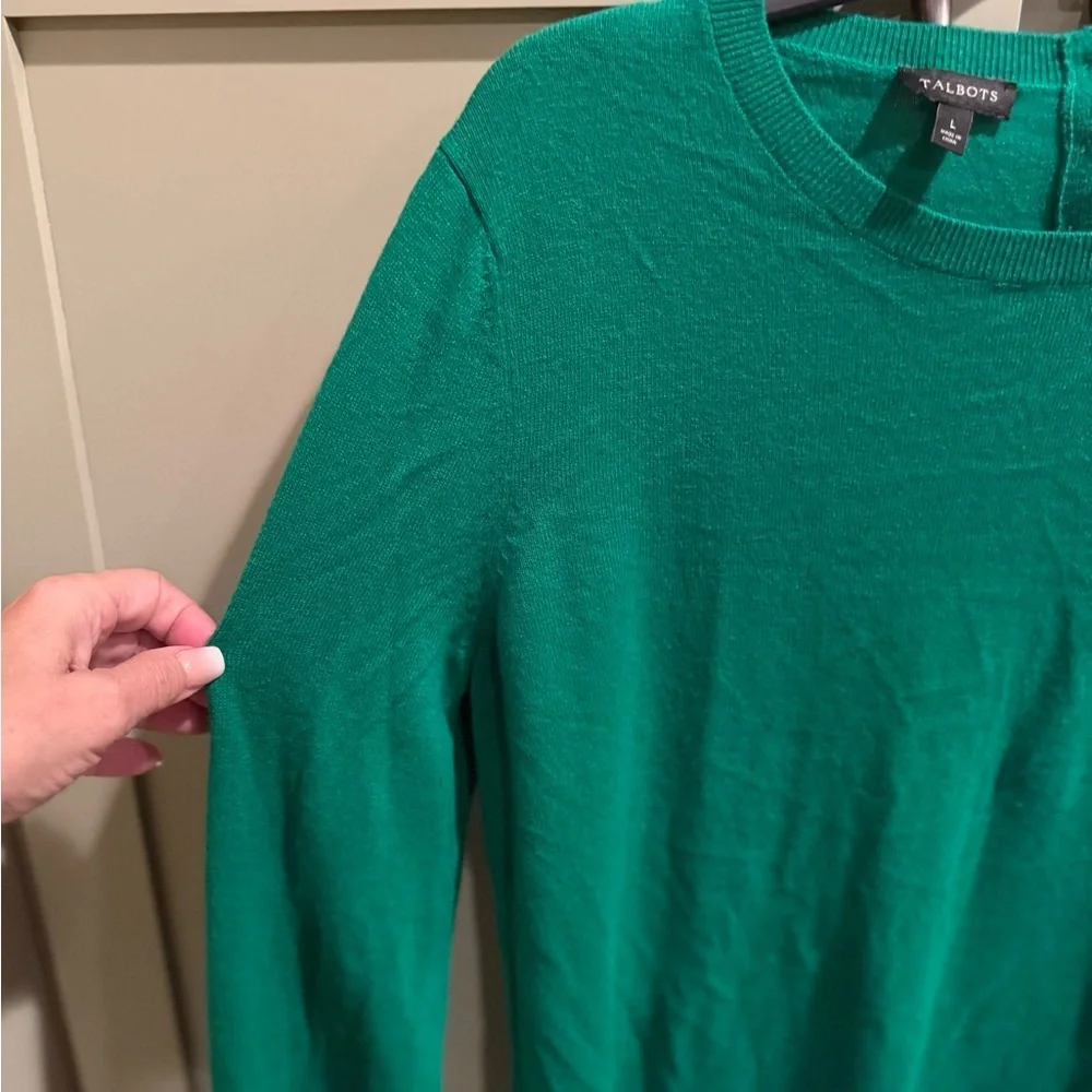 EUC Talbots Vibrant Green L/S Wool Blend Sweater SZ L - Picture 2 of 11